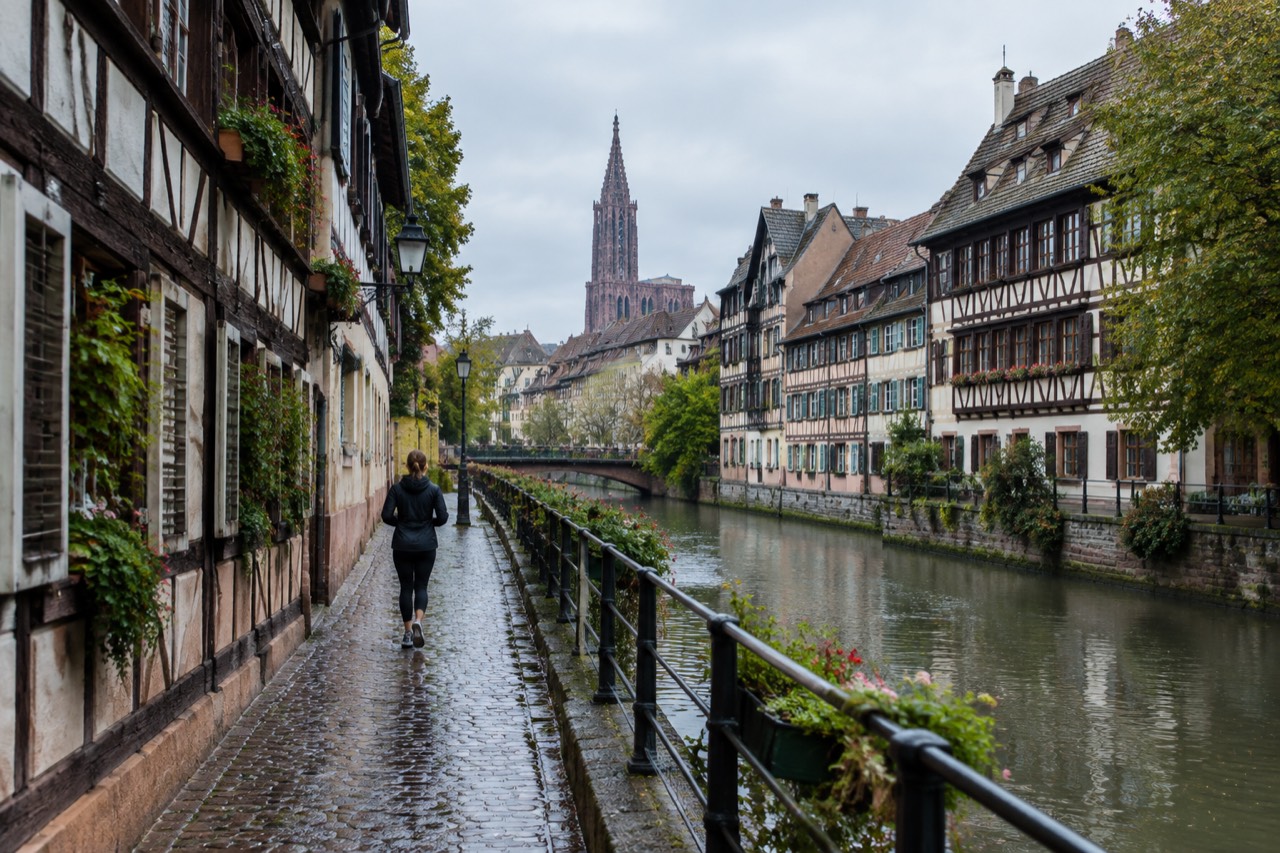 Half-timbered houses along a canal in Strasbourg's Grande Île district