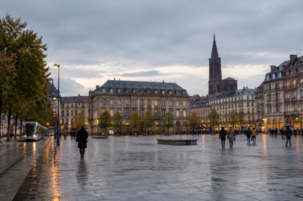 Evening light over Place Kleber and the rooftops of Strasbourg city centre