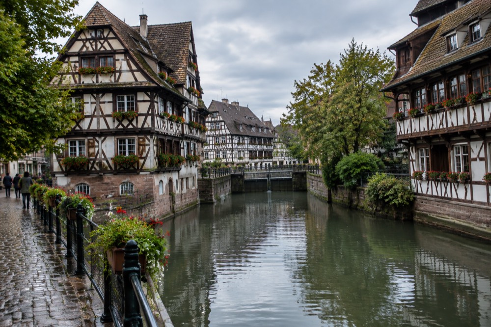 Half-timbered houses along a canal in Strasbourg's Petite France quarter
