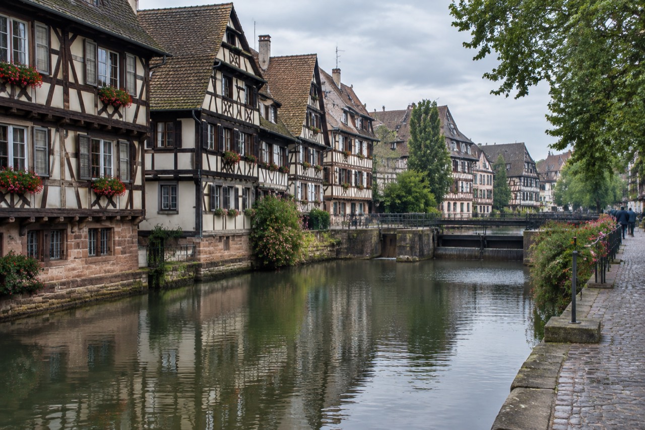 Half-timbered houses along a canal in Strasbourg's Petite France quarter